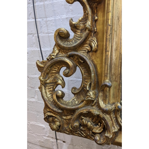 209 - OVERMANTEL MIRROR, 161cm H x 145cm, Victorian giltwood  with decorative berry and fruit detail.