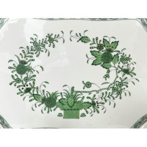 25 - HEREND TRAY, green and gilt decorated, 46cm x 30cm, together with two matching vases, largest 15cm H... 