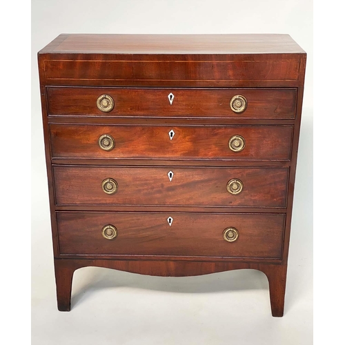 265 - HALL CHEST, Regency figured mahogany with four long graduated drawers, 83cm W x 96cm H x 37cm D.