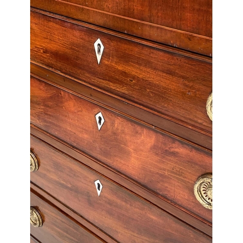 265 - HALL CHEST, Regency figured mahogany with four long graduated drawers, 83cm W x 96cm H x 37cm D.