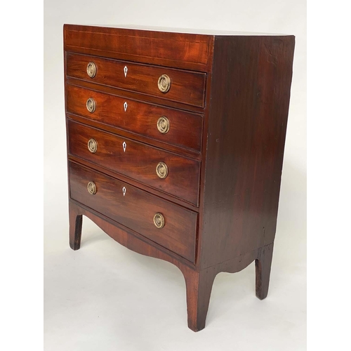 265 - HALL CHEST, Regency figured mahogany with four long graduated drawers, 83cm W x 96cm H x 37cm D.