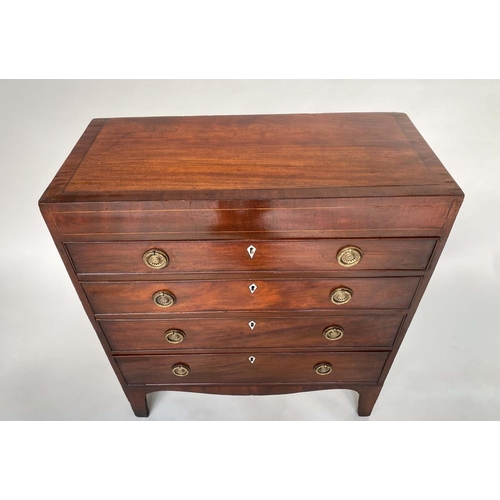 265 - HALL CHEST, Regency figured mahogany with four long graduated drawers, 83cm W x 96cm H x 37cm D.