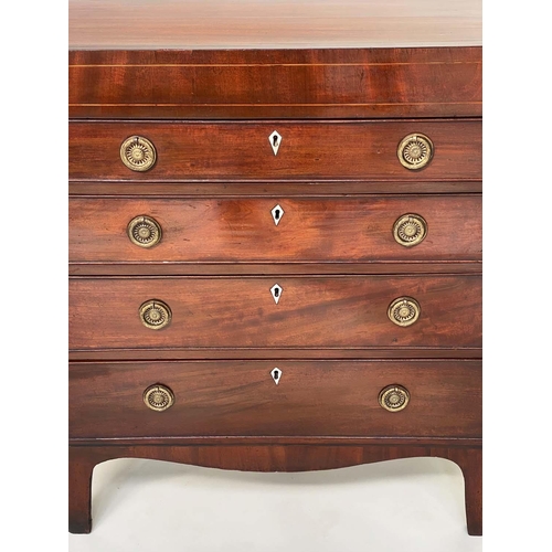 265 - HALL CHEST, Regency figured mahogany with four long graduated drawers, 83cm W x 96cm H x 37cm D.