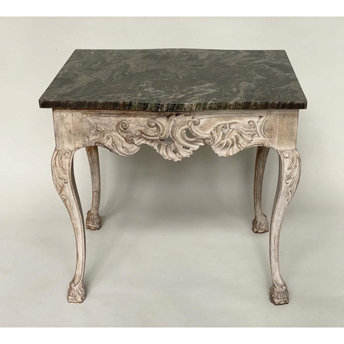 274 - SIDE/CENTRE TABLE, Italian carved and limed Louis XV style with pierced friezed and cabriole support... 