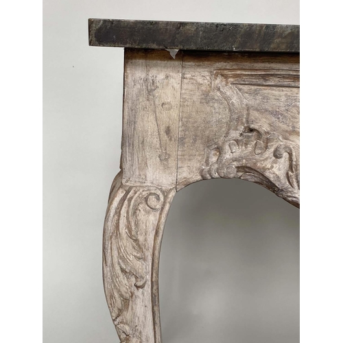 274 - SIDE/CENTRE TABLE, Italian carved and limed Louis XV style with pierced friezed and cabriole support... 