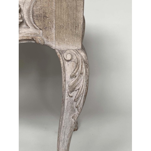 274 - SIDE/CENTRE TABLE, Italian carved and limed Louis XV style with pierced friezed and cabriole support... 