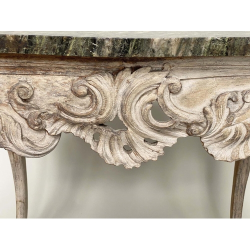 274 - SIDE/CENTRE TABLE, Italian carved and limed Louis XV style with pierced friezed and cabriole support... 