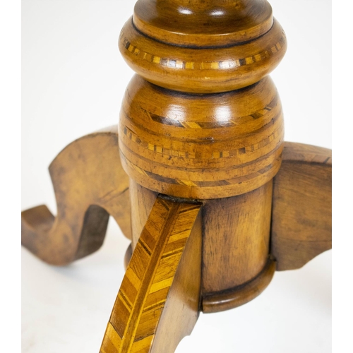 282 - PEDESTAL TABLE, 63cm H x 60cm x 60cm, 19th century Italian walnut, marquetry and parquetry.