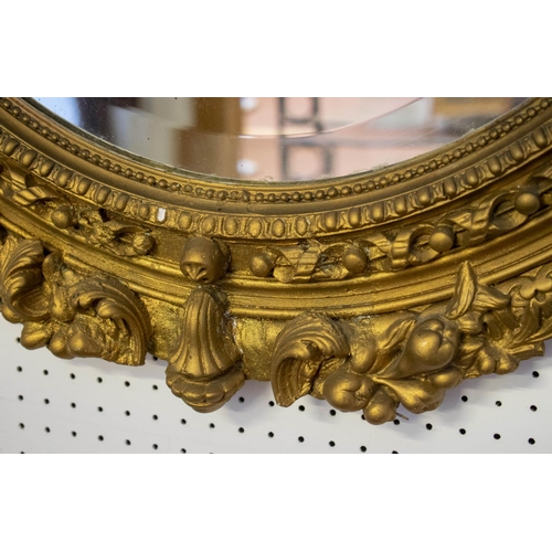 283 - WALL MIRROR, 122cm H x 90cm, late 19th/early 20th century Continental giltwood and gesso with old be... 