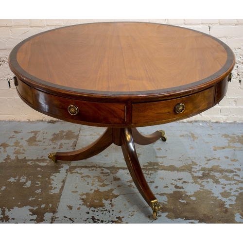 286 - DRUM TABLE, 75cm H x 112cm D, Georgian design mahogany, with four drawers and four dummy drawer fron... 