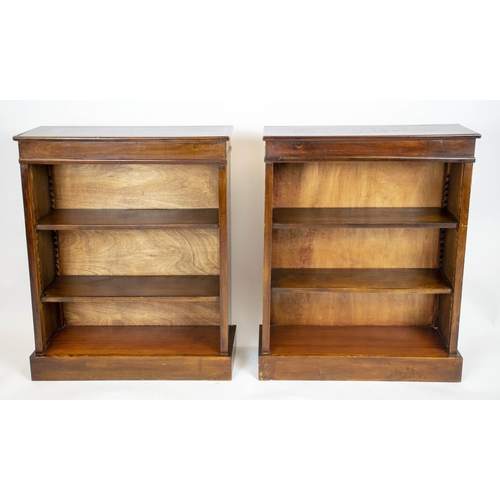 287 - OPEN BOOKCASES, 96cm H x 77cm W x 26cm D, a pair, Victorian style, each with two shelves. (2)