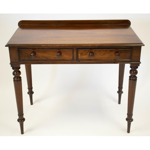 289 - WRITING TABLE, 74cm H x 94cm W x 54cm D, William IV mahogany with two drawers.