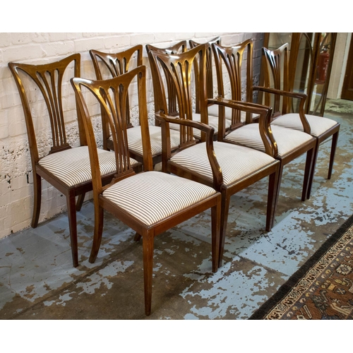 290 - DINING CHAIRS, a set of eight, Edwardian mahogany and boxwood strung, circa 1910, including two armc... 