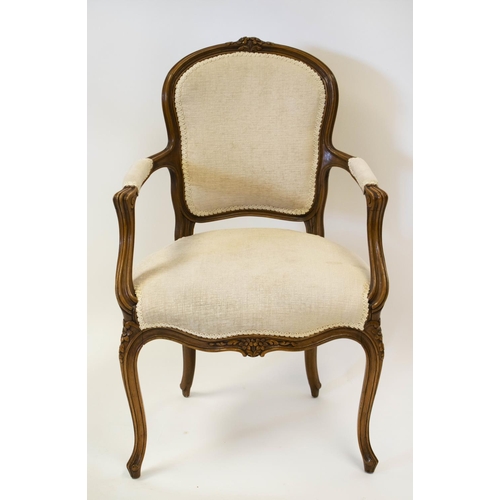 294 - FAUTEUILS, 96cm H x 62cm W, a pair, Louis XV style beechwood in cream chenille. (2)