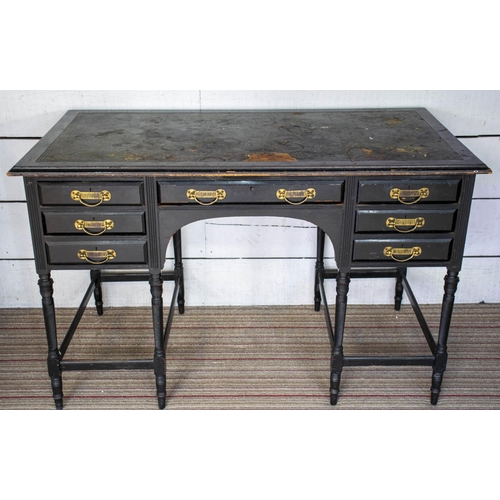 295 - COLLINSON AND LOCK DESK, 75cm H x 121cm W x 66cm D, Victorian aesthetic ebonised, circa 1880, with s... 