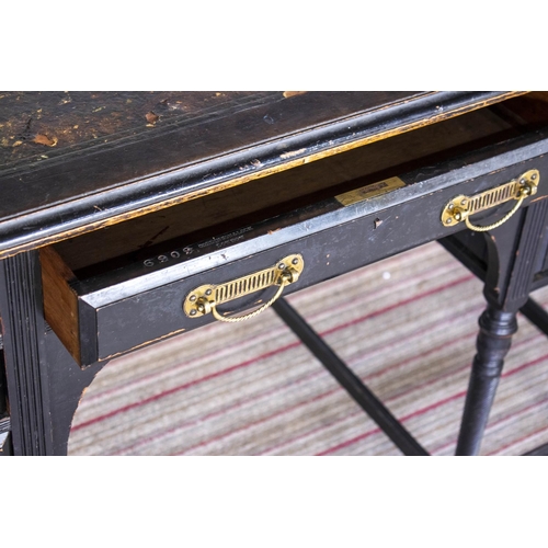 295 - COLLINSON AND LOCK DESK, 75cm H x 121cm W x 66cm D, Victorian aesthetic ebonised, circa 1880, with s... 