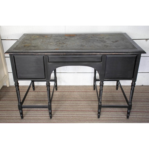 295 - COLLINSON AND LOCK DESK, 75cm H x 121cm W x 66cm D, Victorian aesthetic ebonised, circa 1880, with s... 