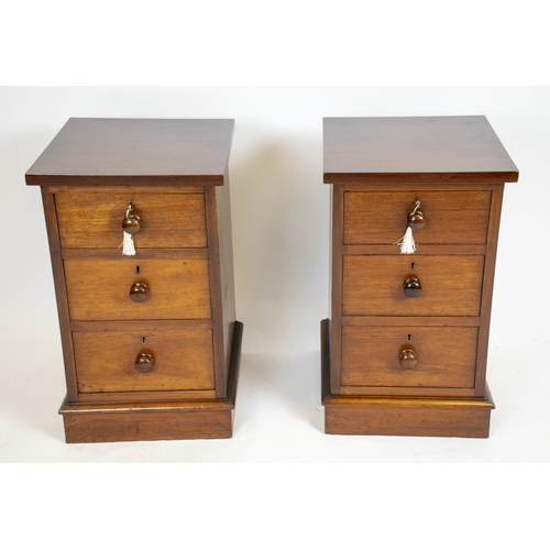 296 - BEDSIDE CHESTS, 64cm H x 40cm W x 45cm D, a pair, Victorian mahogany, adapted with three drawers. (2... 