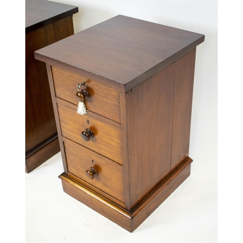 296 - BEDSIDE CHESTS, 64cm H x 40cm W x 45cm D, a pair, Victorian mahogany, adapted with three drawers. (2... 