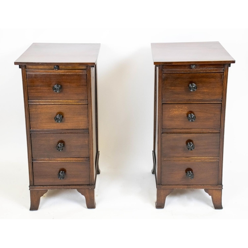 298 - BEDSIDE CHESTS, 77cm H x 37cm W x 42cm D, a pair, Georgian revival mahogany, each with slide above f... 