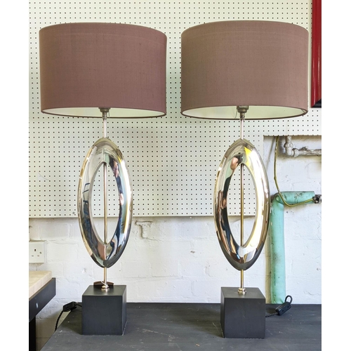 300 - PORTA ROMANA MANHATTAN TABLE LAMPS, a pair, with Porta Romana shades, 94cm H in total. (2)