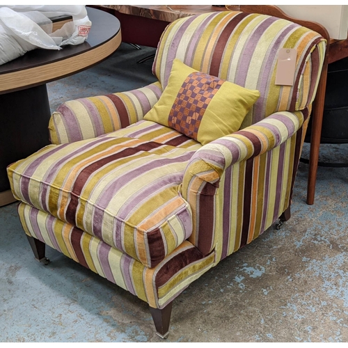 301 - WILLIAM YEOWARD PERRY ARMCHAIR AND RUN UP, 80cm W, in Designers Guild Lanzarac Thistle fabric. (2)