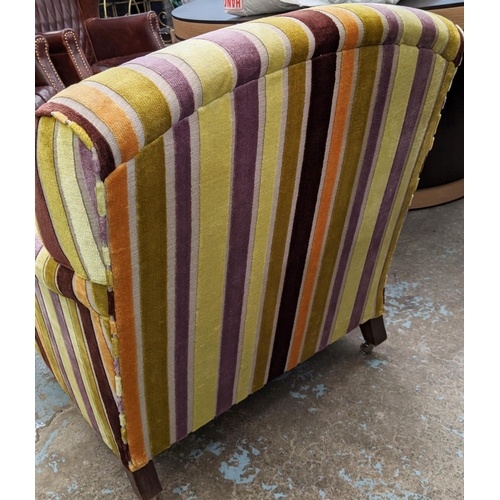 301 - WILLIAM YEOWARD PERRY ARMCHAIR AND RUN UP, 80cm W, in Designers Guild Lanzarac Thistle fabric. (2)