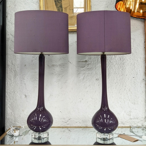 307 - PORTA ROMANA GOURD TABLE LAMPS, a pair, with Porta Romana shades, 84cm H. (2)