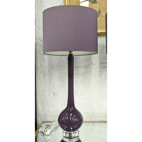 307 - PORTA ROMANA GOURD TABLE LAMPS, a pair, with Porta Romana shades, 84cm H. (2)