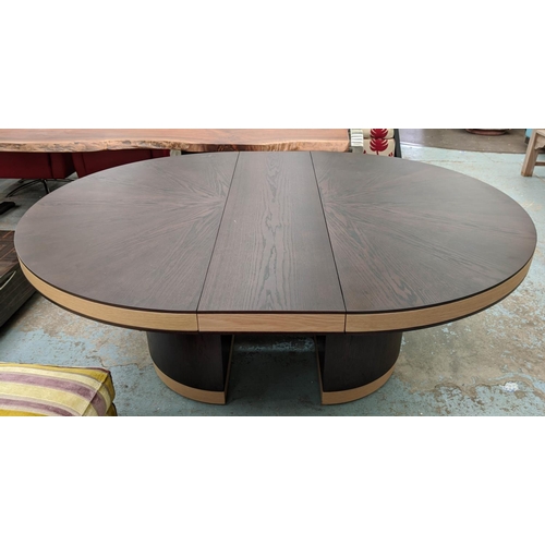 320 - BEN WHISTLER SHENLEY TABLE, 200cm x 160cm x 77cm at largest, extendable design with additional leaf.