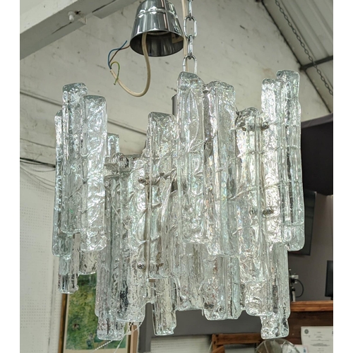 323 - ATTRIBUTED TO KALMAR ICE GLASS CHANDELIER, 100cm drop.