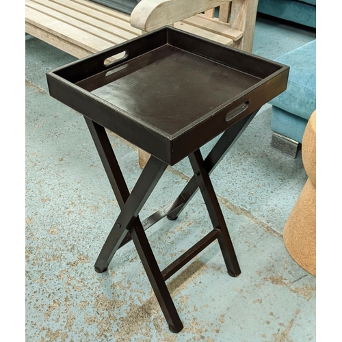 338 - LIBERTY TRAY TABLE, 40.5cm x 40.5cm x 70cm, leathered finish.