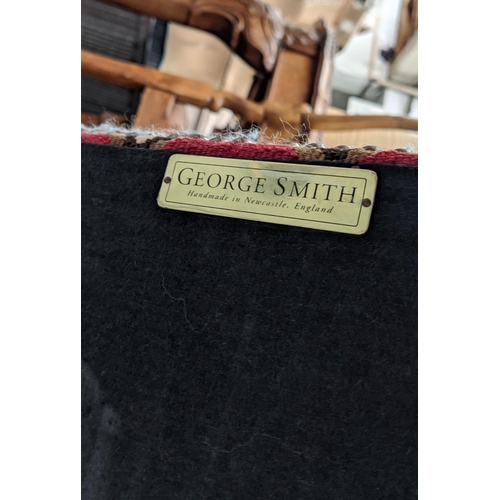 358 - GEORGE SMITH SIGNATURE STOOL, 105 L x 75cm D x 38cm H, kelim upholstered.