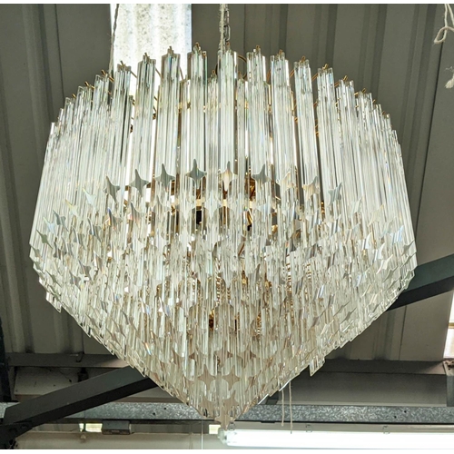 369 - NOVARESI CHANDELIER, Murano Quadedri drops, 80cm drop, gilt metal frame.