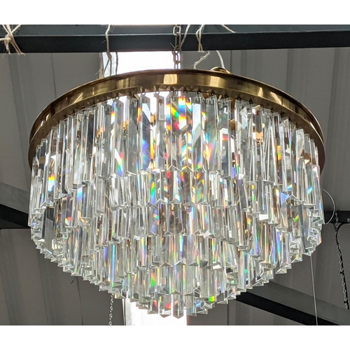 370 - CHANDELIER, Murano style Triedri glass drops, gilt metal frame, 80cm drop.