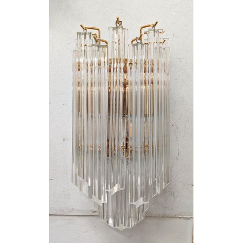 371 - ATTRIBUTED TO NOVARESI WALL LIGHTS, a set of sixteen, Murano Quaderi drops on gilt metal frames, 40c... 