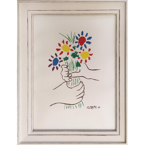 79 - PABLO PICASSO,  Bouquet de Paix, lithograph, 40cm x 30cm, signed and dated in the plate, framed. (Su... 