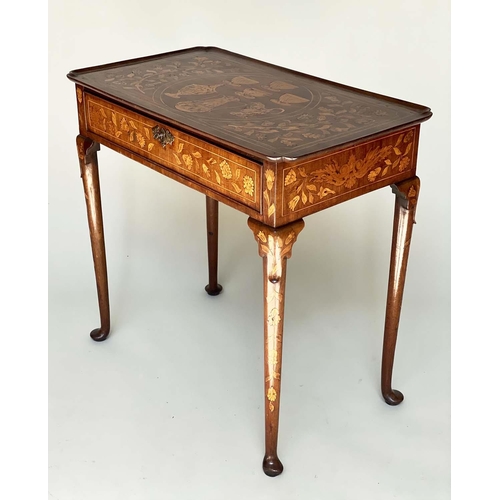 155 - DUTCH SIDE TABLE, 19th century mahogany and satinwood foliate marquetry, rectangular lipped with fri... 