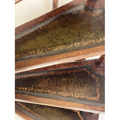 270 - LIBRARY STEPS, Georgian style mahogany with four spiral tooled leather trimmed steps, 155cm H.