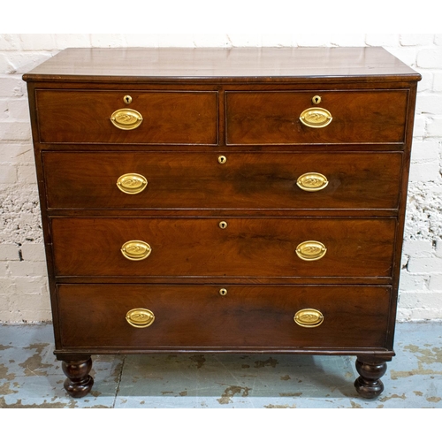 262 - CHEST, 105cm H x 105cm W x 51cm D, early Victorian mahogany of five drawers with VR stamped locks.