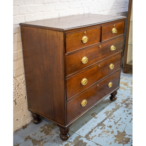 262 - CHEST, 105cm H x 105cm W x 51cm D, early Victorian mahogany of five drawers with VR stamped locks.