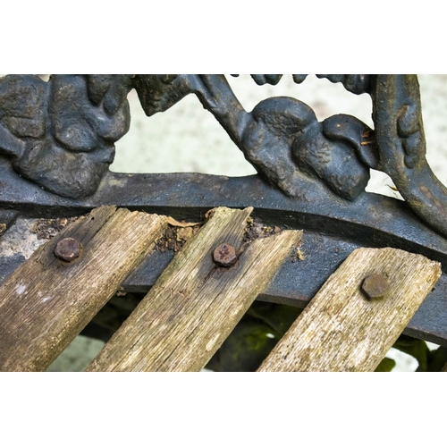 299 - GARDEN BENCH, 86cm H x 150cm W, 19th century Coalbrookdale Fern design cast iron with slatted wood s... 