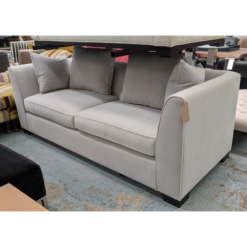 324 - BESPOKE SOFA LONDON SOFA, 220cm W x 90cm D x 85cm  H, grey velvet upholstered, ebonised supports.