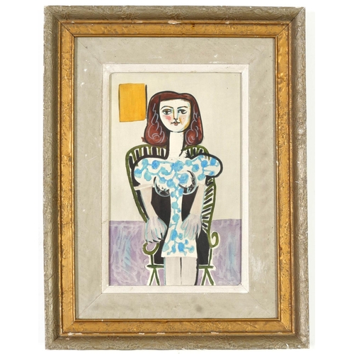 96 - PABLO PICASSO, Ragazza Seduta, rare pochoir 1955, limited edition 200, suite Venti Pochoir, Milan, v... 