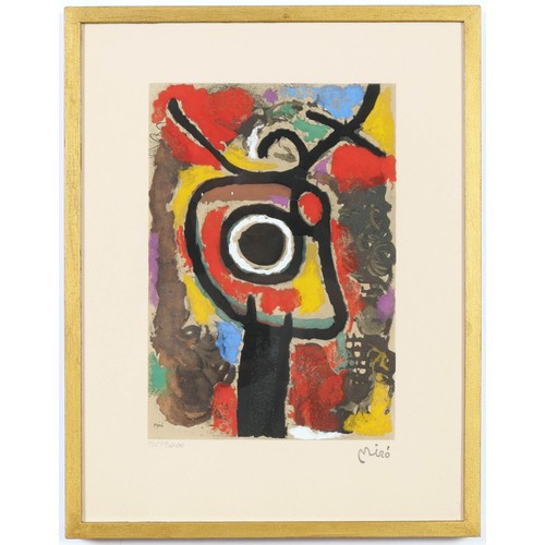 98 - JOAN MIRO, a set of five signed in the plate, abstract pochoirs, stamped signature, numbered edition... 