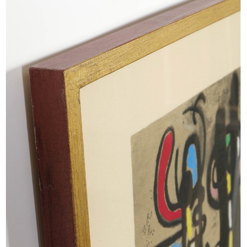 98 - JOAN MIRO, a set of five signed in the plate, abstract pochoirs, stamped signature, numbered edition... 