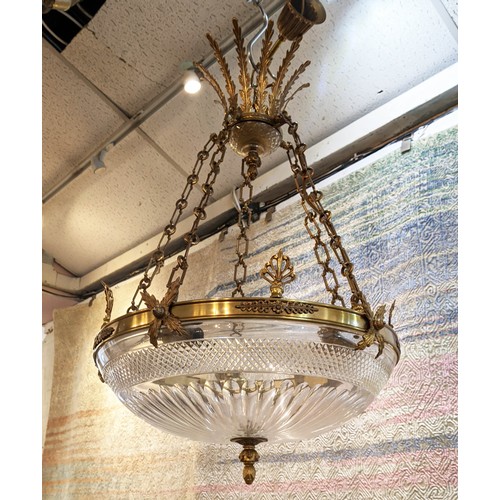 521 - MARTINEZ Y ORTS EMPIRE STYLE BOWEL CHANDELIER, glass plafonnier shade, 50cm D x 85cm H.