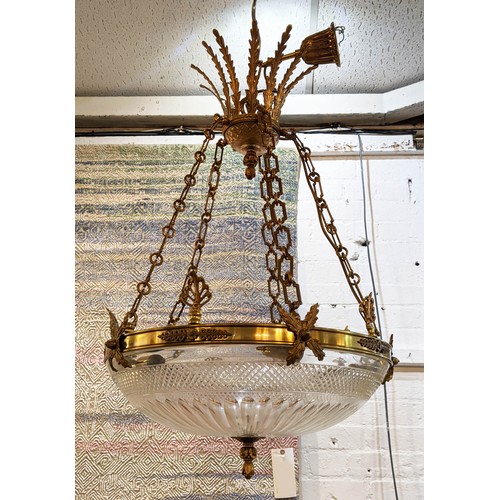 521 - MARTINEZ Y ORTS EMPIRE STYLE BOWEL CHANDELIER, glass plafonnier shade, 50cm D x 85cm H.