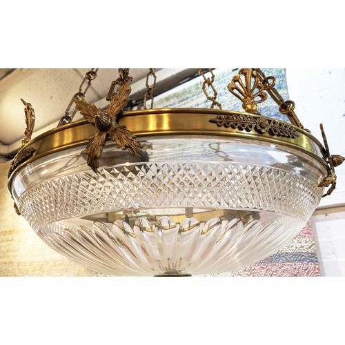 521 - MARTINEZ Y ORTS EMPIRE STYLE BOWEL CHANDELIER, glass plafonnier shade, 50cm D x 85cm H.