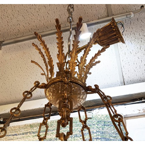 521 - MARTINEZ Y ORTS EMPIRE STYLE BOWEL CHANDELIER, glass plafonnier shade, 50cm D x 85cm H.